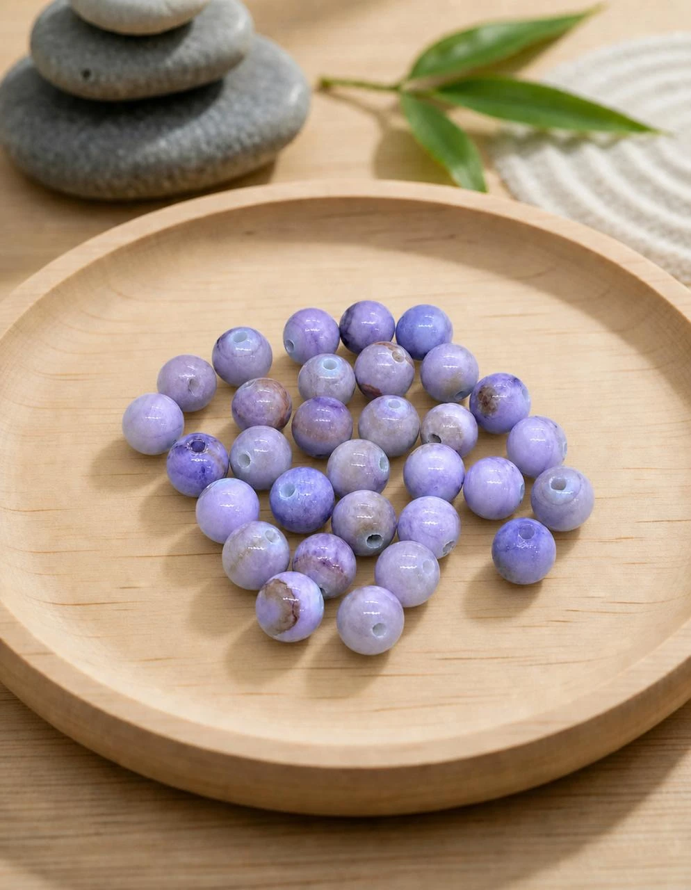Lot de 30 perles naturelles Calcédoine violette 6mm (NAT6-36)